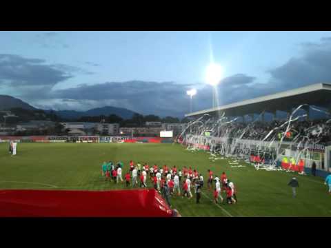 Gazelec Ajaccio - OM entrée des joueurs