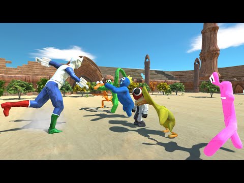 Team Rainbow Friends vs Zone Fighter - Animal Revolt Battle Simulator