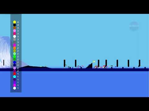 marble race --  Escape from tsunami  - -  Survival Marble Race in Algodoo