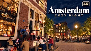 AMSTERDAM at Night 🇳🇱 A Taste of European Life | 4K Walk
