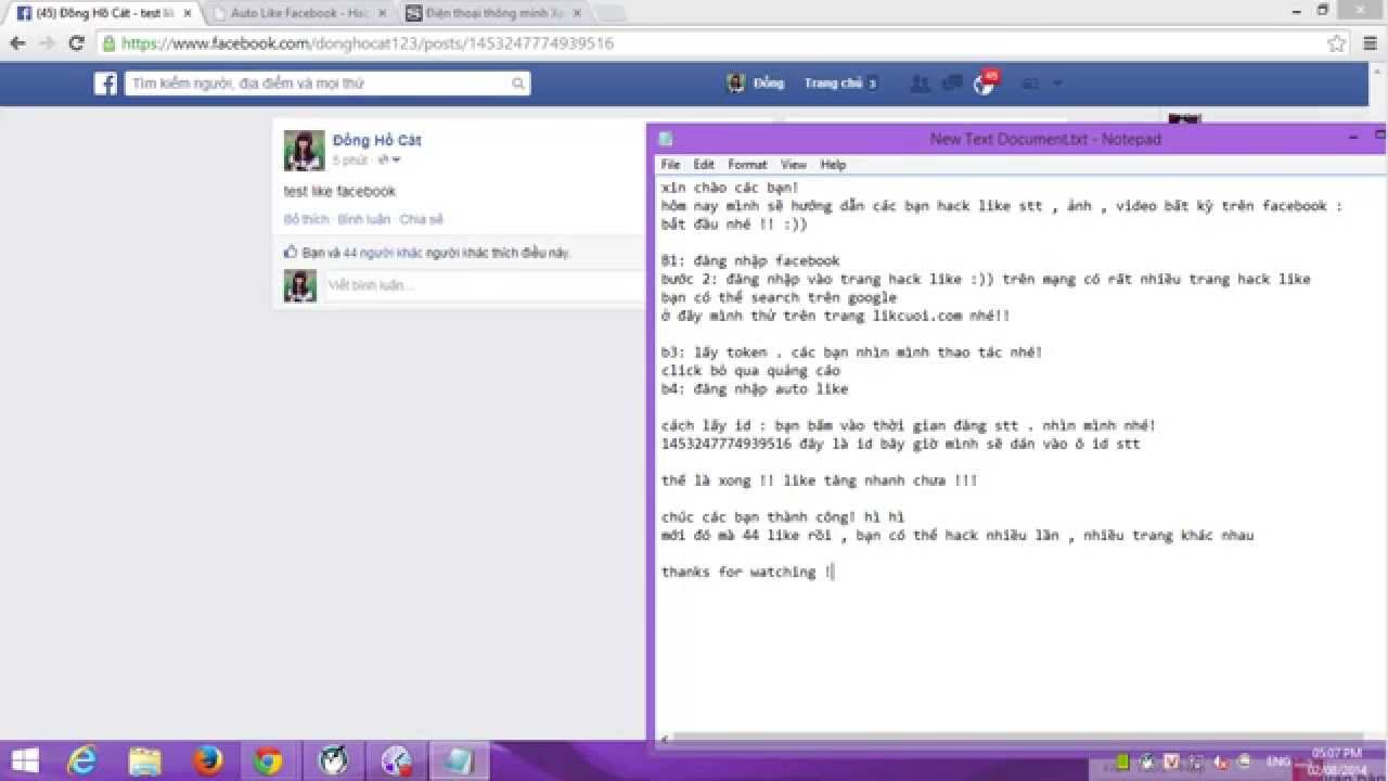 Hướng dẫn hack LIKE stt, video, hình ảnh trên facebook