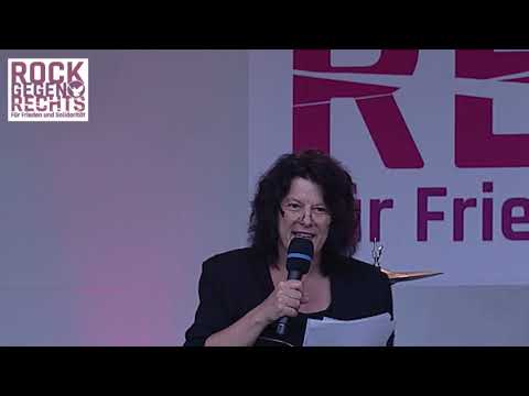 Stadträtin Sylvia Weber und Peter Fischer (SGE) bei Rock gegen Rechts Frankfurt 01.09.2018