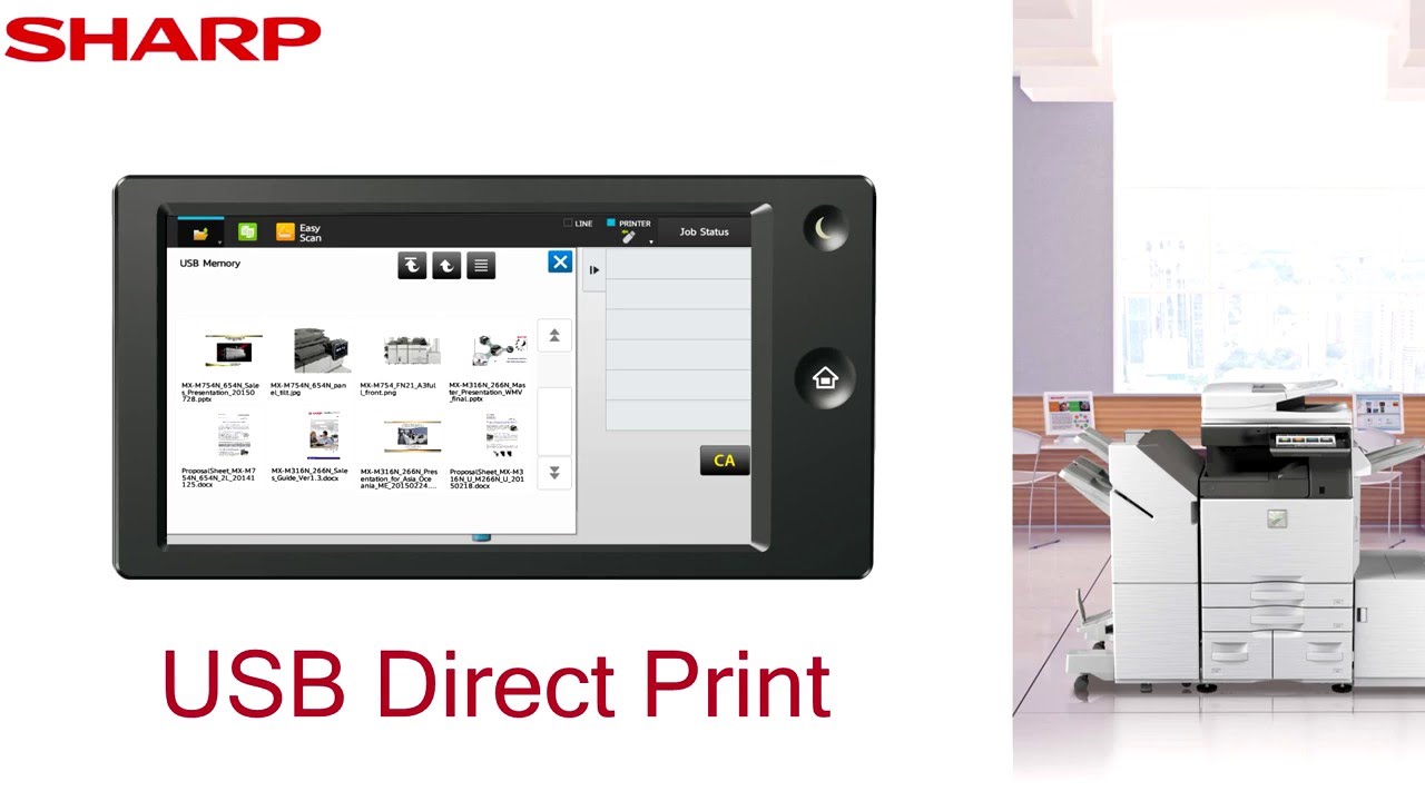 SHARP MX4070N/MX3570N/MX3070N – Easy Printing/Scanning with USB Drives
