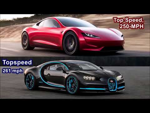 2020 Tesla Roadster Vs 2018 Bugatti Chiron - Top Speed