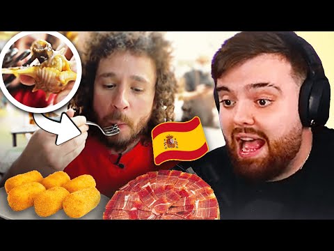 REACCIONANDO A LUISITO COMUNICA PROBANDO COMIDA CALLEJERA ESPAÑOLA