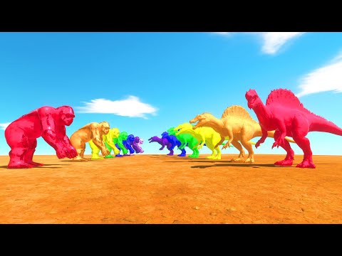 Rainbow Color Carnivore Dinosaur Vs Rainbow Color Goro | Animal Revolt Battle Simulator