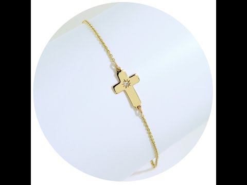 Bratara Lant Aur 14k Cruciulita Diamant Natural
