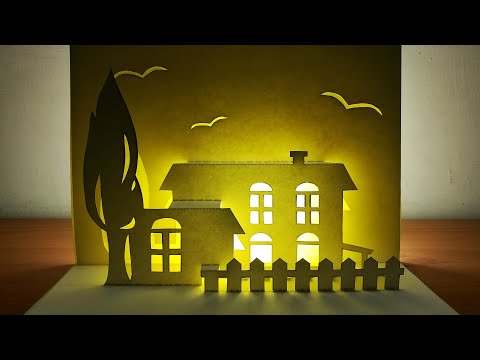 3d paper house｜pop up card｜pop up card designer｜Paper cutting｜Kirigami｜3d紙房屋建築卡片