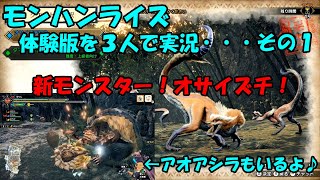[モンハンライズ]体験版を３人で実況・・・その１（オサイズチ＆アオアシラ討伐）