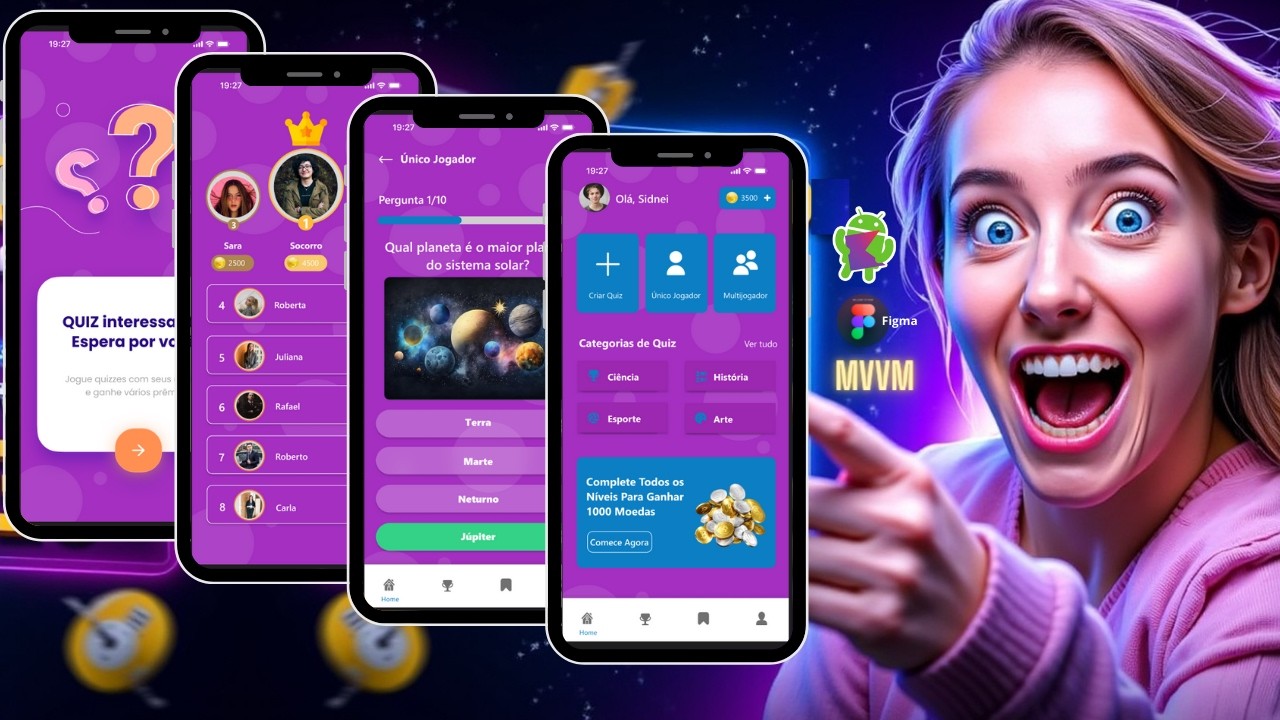 ❓❓ Aplicativo de Quiz Feito no Android Studio + Kotlin + Arquitetura MVVM + RecyclerView  + Figma❓❓