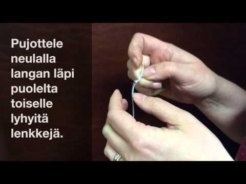 Neulan pujottaminen lankaan