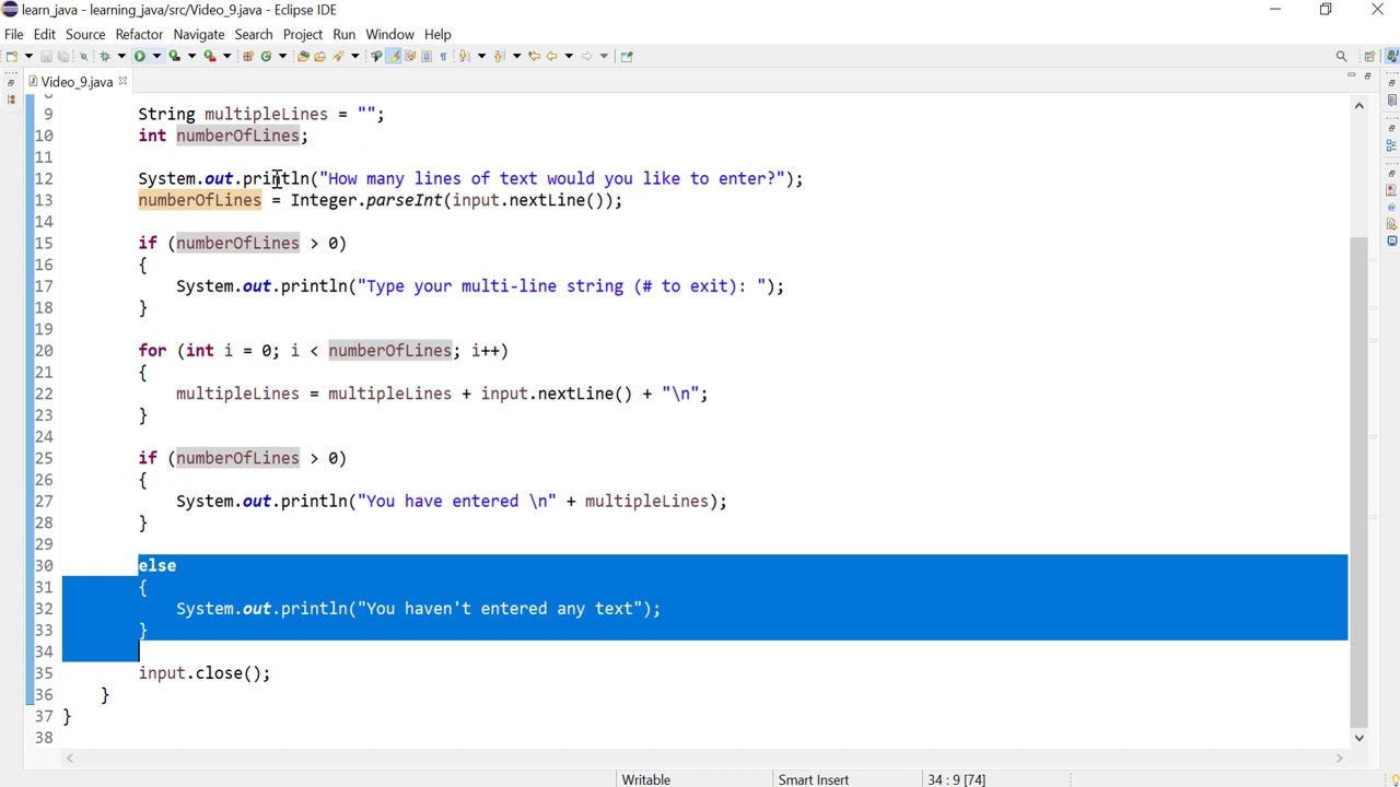 Java 9: Using for loops to get multiple lines depending on the number of times the user specifies.