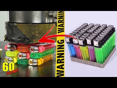 60 SECONDS Experiment - HYDRAULIC PRESS VS Gas Lighters | CRASH TEST