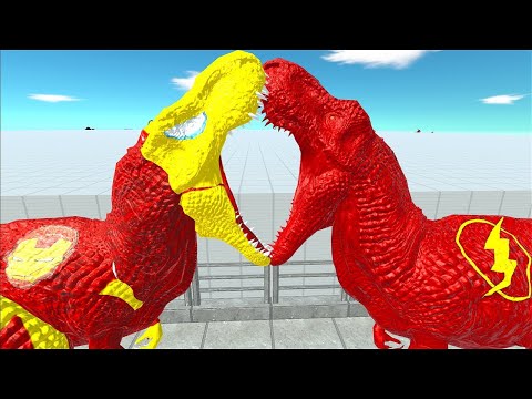 Flash T-Rex Vs Ironman T-rex Deadly Tour - Animal Revolt Battle Simulator