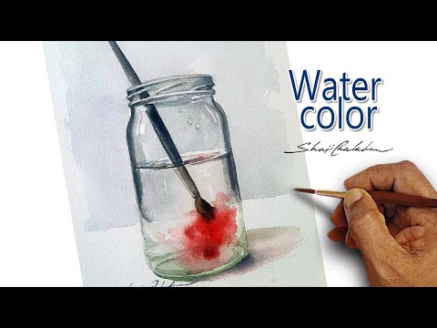 Watercolor Painting | Glass Jar & Brush Still Life | Still Life Painting