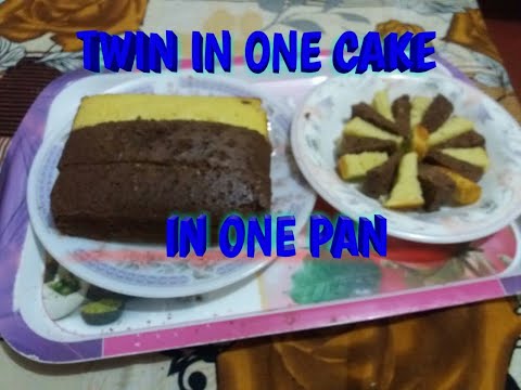 HOW TO MAKE TWIN ONE CAKE IN ONE PAN