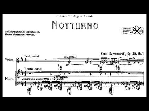 Karol Szymanowski - Nocturne and Tarantella for Violin and Piano (Score Video)