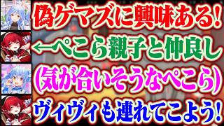 偽ゲマズに興味のあるぺこらマミーと気が合いそうなぺこらとぺこら親子とヴィヴィも連れてこようとするマリンww【ホロライブ/宝鐘マリン/兎田ぺこら/ぺこらマミー/綺々羅々ヴィヴィ】