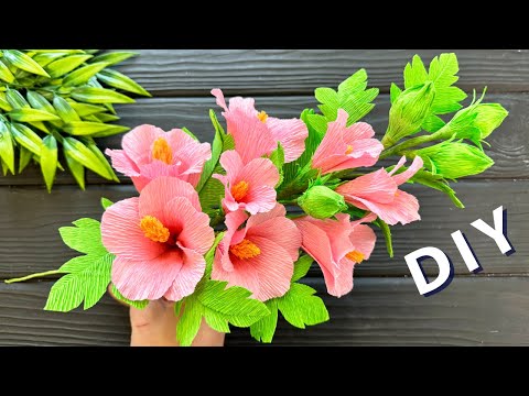 Easy Ideas! How to make Crepe Paper Hollyhock DIY decoration Tutorial