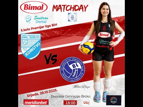 Premijer liga OSBiH za žene:ŽOK JEDINSTVO BIMAL- VOLLEY BL- 5 kolo