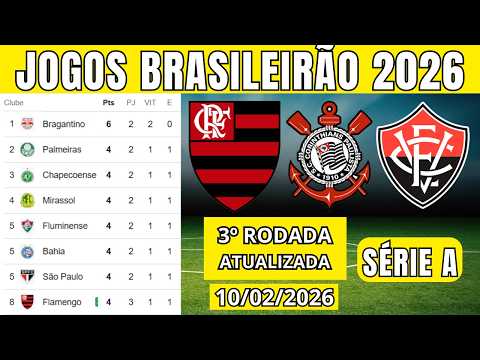 TABELA CLASSIFICAÇÃO DO BRASILEIRÃO 2026 - CAMPEONATO BRASILEIRO HOJE 2026 BRASILEIRÃO_10/02 SÉRIE A