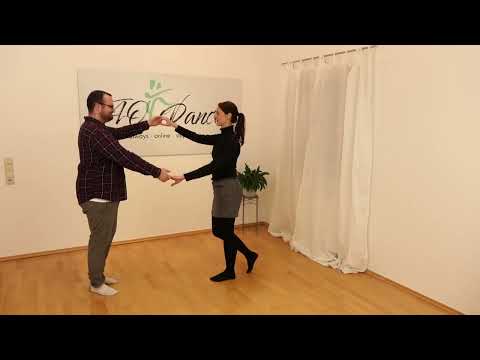 Discofox Figur: Rückenschieber (lang) aus halber Brezel in Damendrehung - gezeigt und gezählt