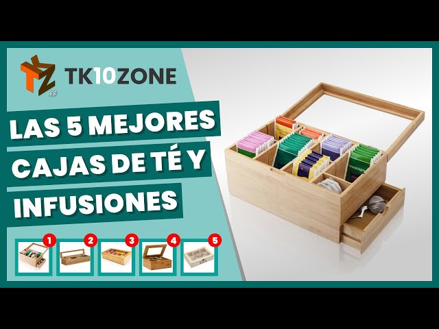 Vídeo relacionado con ToCi Caja de té de madera natural con 9 compartimentos, rectangular con ventana de aspecto vintage, caja de té para guardar bolsas de té, especias y piezas pequeñas, 24 x 24 x 8,5 cm
