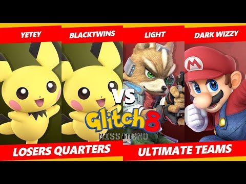 Glitch 8 SSBU - Yetey & Blacktwins Vs Dark Wizzy & Light - Smash Ultimate Tournament Losers Quarters