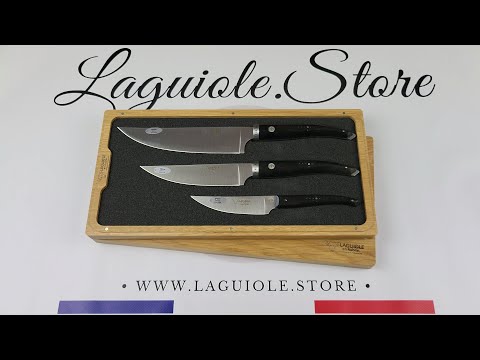 Set of 3 Laguiole Kithen Knives Gourmet - Ebony wood