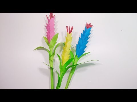 DIY Heliconia Flower with Color Paper|  Making Paper Flower, Jarine's Crafty Creation