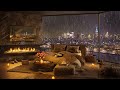 ️ Relaxing Piano Jazz Music In Rainy Night With Cozy Bedroom Ambience At New York City For Sleep