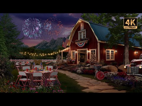 4th of July Ambience 🎆 Distant Fireworks, Grand Finale, & Summer Night Sounds | 4K 🍔🇺🇸