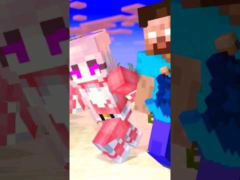 "Insane Minecraft Animation: Herobrine Steals Pink Ranger's Powers!" #viral #shorts