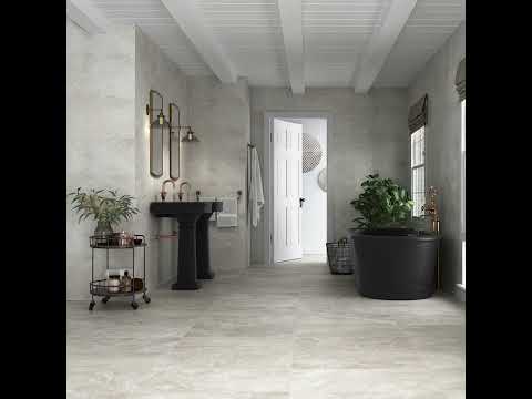 Carrelage sol effet pierre Praga gris 37x75 cm