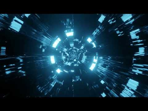 Blue Glass Tunnel With Light Reflections Fly Through Dj Loop, Sci-Fi, 60fps, Lights, Neon Background