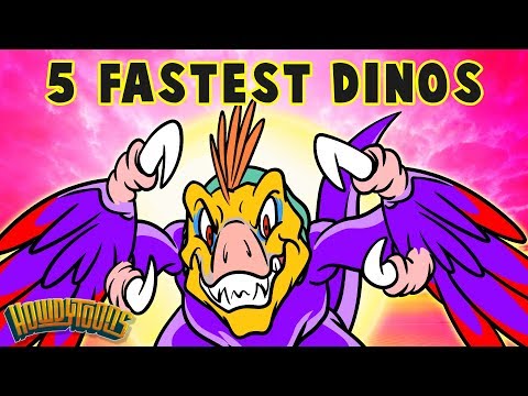 Top 5 Fastest Dinos - Dinosaur Songs for Kids from Dinostory by Howdytoons