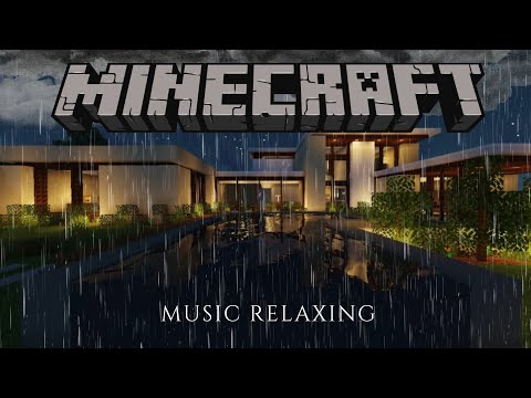 Lightly Mellow - Villa With Sparkling Lights On A Rainy Night / Minecraft Music + Rain & Thunder to relax & study.