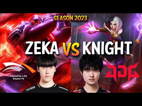 HLE Zeka vs JDG Knight - Zeka JAYCE vs Knight LEBLANC - Patch 13.14 KR Ranked