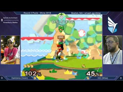 Shine 2018 SSBM - DarkGenex (Green Fox) vs. GSO (Default Fox) - Melee R2 Pools