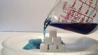 Absorption and dissolving with sugar cubes in water experiment