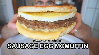 How to cook a Giant SAUSAGE EGG MCMUFFIN   *DIY | COPYCAT RECIPE