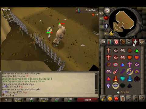 Testing the new drops of obor, the hill giant boss.