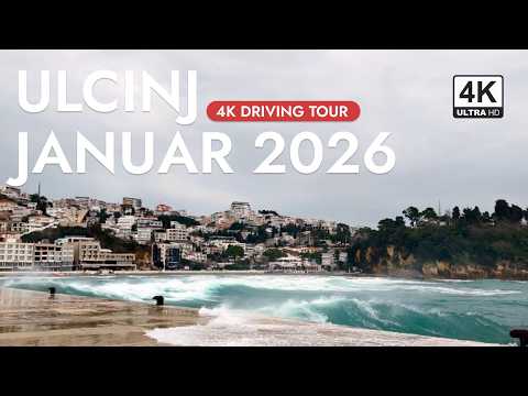 Ulcinj 2026, 4K Vožnja | Jaka južina i ogromni talasi (Driving Tour), Ulqini 2026