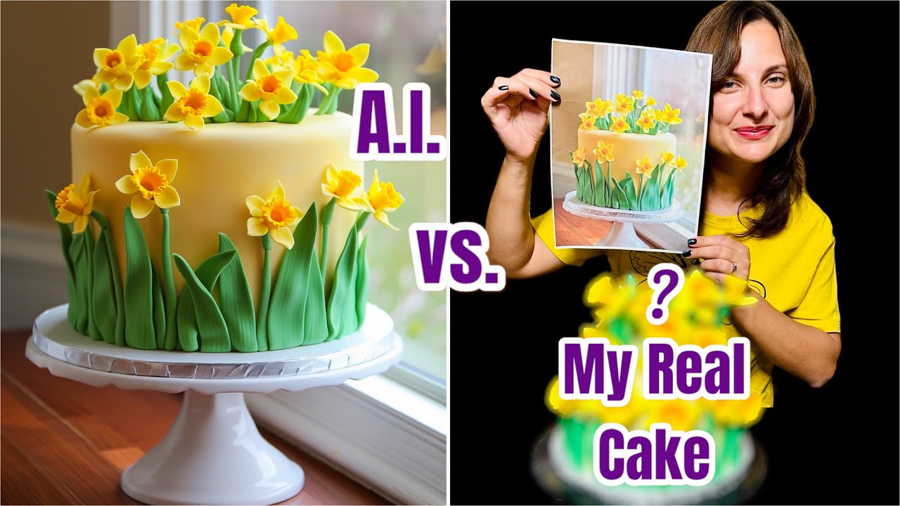 Can I Recreate this AI-Designed Cake with Daffodils?
