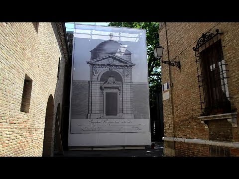 Tomba di Dante: il cantiere viene coperto dal disegno originale del sepolcro