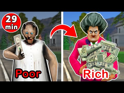 Poor Granny vs Rich Scary Teacher vs 10.000$ - funny horror animation (fun mix 3)
