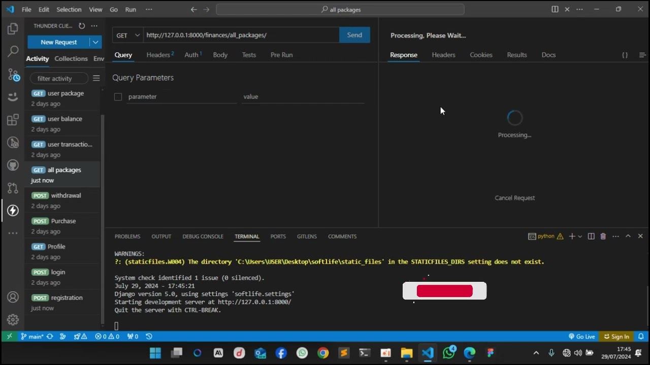 🔍 Django API Testing using Thunder Client on VSCode 🔍