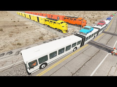 Long Articulated Bus Accident on Rail #48 - Beamng.Drive | Dancing Cars