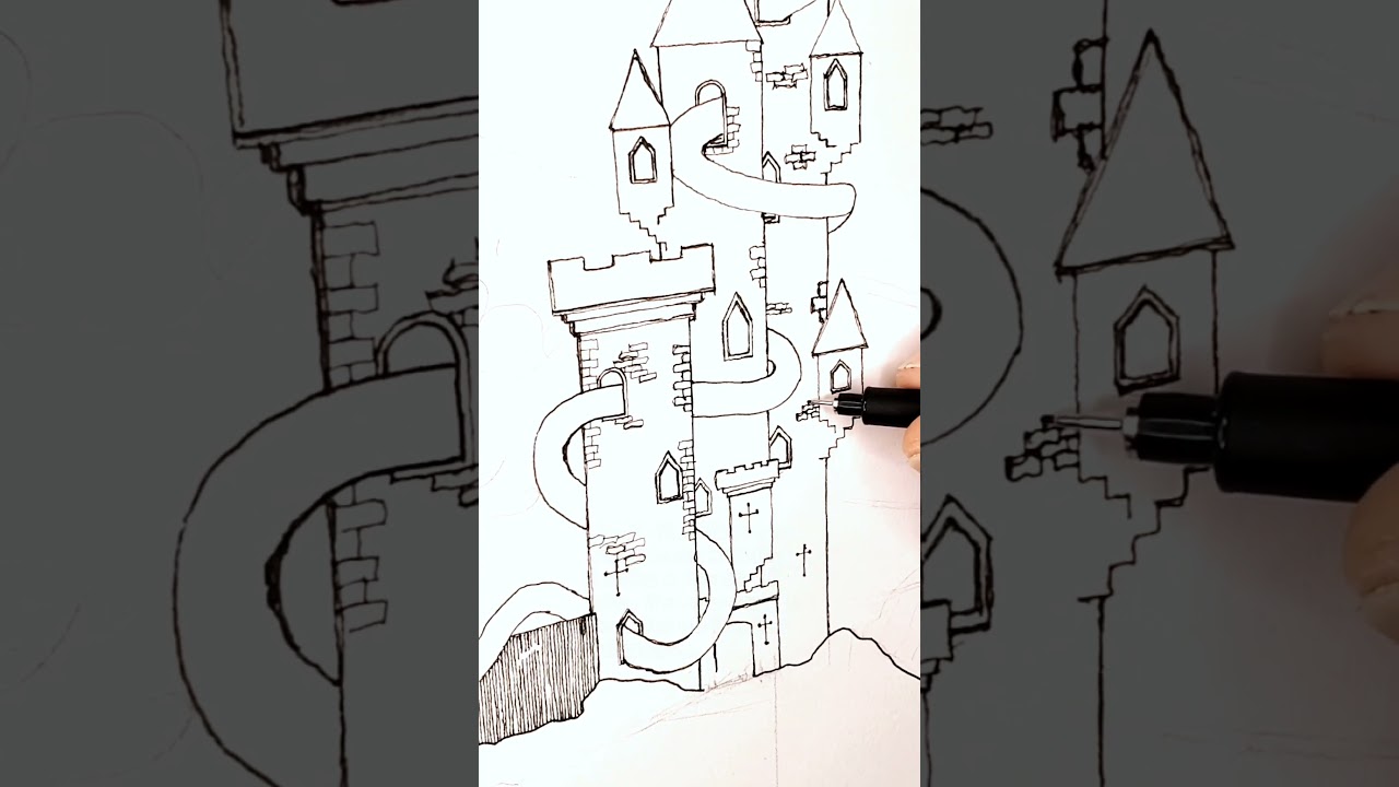 Distractions are plentiful in my XL kingdom artwork... #ArtProcess #Drawing  #CastleArt #draw #art