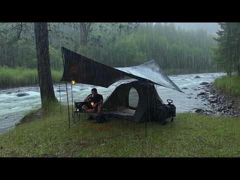 SEHR LANGES CAMPING BEI STARKEM REGEN‼️ SOLO-CAMPING BEI GANZTÄGIGEM STARKEM REGEN